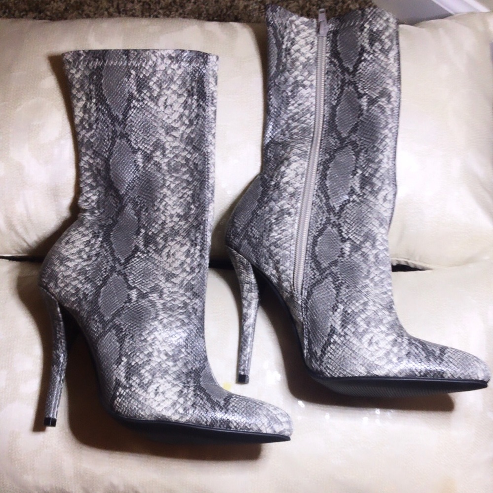 Snake print booties